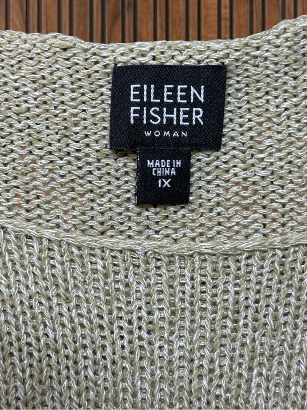 Eileen Fisher Neutral Green Lightweight Knit Scoop-Neck Top (1X) - Picture 5 of 6